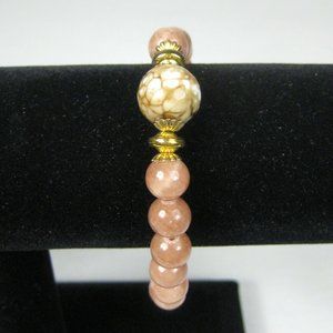 Chavez for Charity CFC Pink Color Beaded Stretch Bracelet Goldtone Women Jewelry